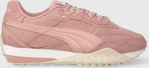 Różowe buty sportowe Puma sznurowane z zamszu