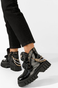 Czarne botki Zapatos z płaską podeszwą