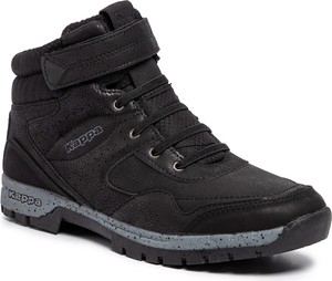 Czarne buty trekkingowe Kappa sznurowane z płaską podeszwą