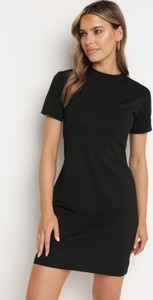Czarna sukienka born2be mini z krótkim rękawem t-shirt