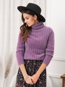 Fioletowy sweter Edoti w stylu casual