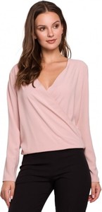 Różowa bluzka Makover w stylu casual z tkaniny