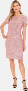 Różowa sukienka POTIS & VERSO z okrągłym dekoltem prosta mini