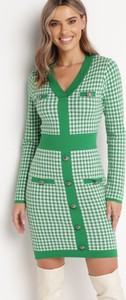 Zielona sukienka born2be z dekoltem w kształcie litery v mini