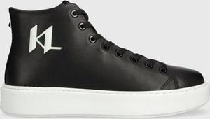 Czarne buty sportowe Karl Lagerfeld ze skóry w sportowym stylu sznurowane