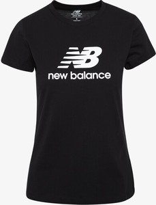 Czarny t-shirt New Balance z krótkim rękawem z okrągłym dekoltem
