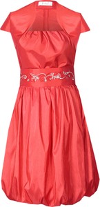 Czerwona sukienka Fokus bombka midi z krótkim rękawem