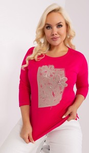 Różowa bluzka Relevance z okrągłym dekoltem z nadrukiem