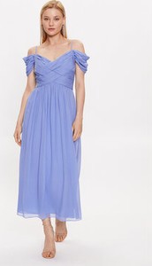 Sukienka Luisa Spagnoli z krótkim rękawem midi z dekoltem w kształcie litery v
