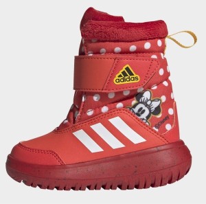 Czerwone buty dziecięce zimowe Adidas sznurowane