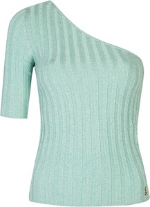 Zielona bluzka ubierzsie.com z tkaniny w stylu casual bez rękawów