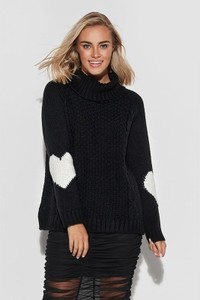 Czarny sweter Makadamia w stylu casual z wełny