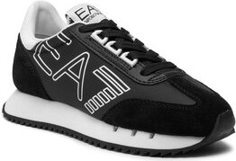 Czarne buty sportowe Emporio Armani z płaską podeszwą w sportowym stylu sznurowane