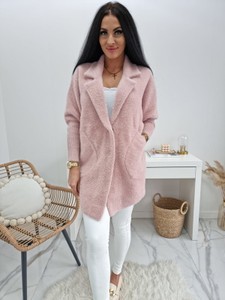 Różowy płaszcz Etnee bez kaptura w stylu casual oversize