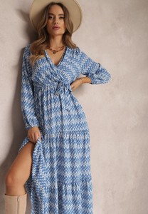 Niebieska sukienka Renee maxi z dekoltem w kształcie litery v w stylu casual