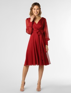 Czerwona sukienka Apriori z długim rękawem kopertowa midi