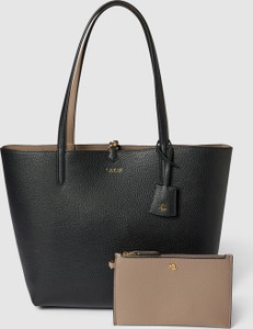 Czarna torebka Ralph Lauren z aplikacjami matowa