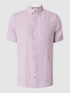 Różowa koszula Colours & Sons w stylu casual z lnu z krótkim rękawem