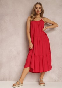 Czerwona sukienka Renee w stylu casual na ramiączkach