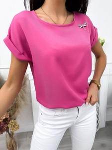 Różowa bluzka ModnaKiecka.pl w stylu klasycznym