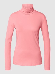 Różowa bluzka Esprit w stylu casual z długim rękawem z golfem