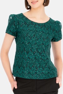 Zielona bluzka POTIS & VERSO w stylu casual w bożonarodzeniowy wzór
