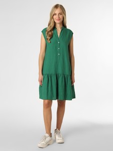 Zielona sukienka Marc O'Polo z krótkim rękawem z lnu z dekoltem w kształcie litery v