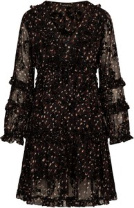Czarna sukienka Apart z długim rękawem mini z okrągłym dekoltem