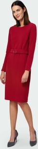 Czerwona sukienka Greenpoint midi w stylu klasycznym z długim rękawem