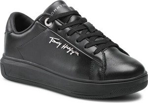 Czarne buty sportowe Tommy Hilfiger ze skóry