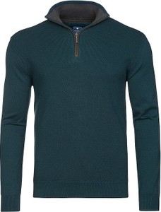 Zielony sweter Redmond w stylu casual ze stójką z bawełny