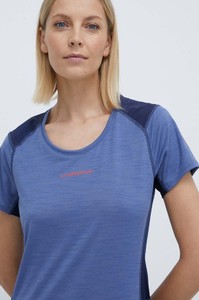 Niebieska bluzka La Sportiva w sportowym stylu z krótkim rękawem
