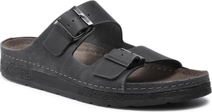Czarne buty letnie męskie Berkemann ze skóry w stylu casual z klamrami