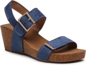 Niebieskie sandały Clara Barson ze skóry w stylu casual na koturnie