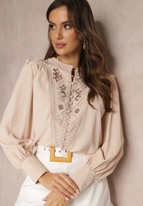 Bluzka Renee z okrągłym dekoltem w stylu casual z tkaniny