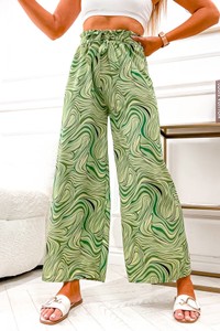 Zielone spodnie Olika z nadrukiem