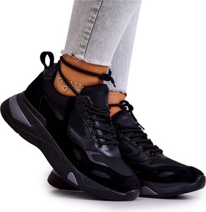 Czarne buty sportowe Vinceza na platformie w sportowym stylu