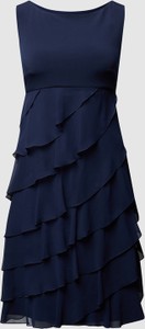 Niebieska sukienka Swing z szyfonu z okrągłym dekoltem