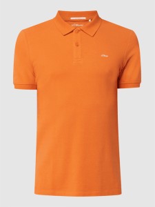 Pomarańczowa koszulka polo S.Oliver w stylu casual z krótkim rękawem z bawełny