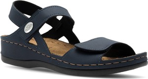 Granatowe sandały Inblu z klamrami z płaską podeszwą