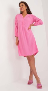 Różowa sukienka SUBLEVEL koszulowa w stylu casual mini