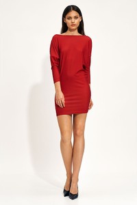 Czerwona sukienka Nife w stylu casual mini z długim rękawem