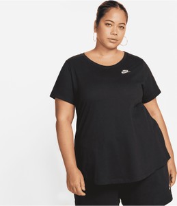 Czarna bluzka Nike z okrągłym dekoltem z krótkim rękawem w sportowym stylu