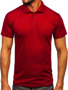 Czerwona koszulka polo Denley z krótkim rękawem z bawełny