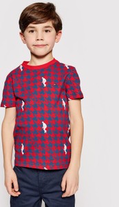 Czerwona koszulka dziecięca Tommy Hilfiger z krótkim rękawem z bawełny