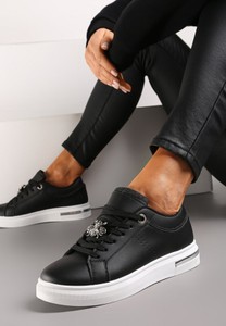 Czarne buty sportowe Renee w stylu casual na platformie ze skóry
