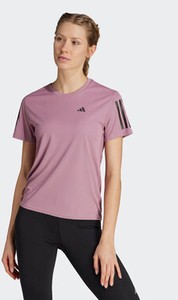 Różowa bluzka Adidas z krótkim rękawem z okrągłym dekoltem