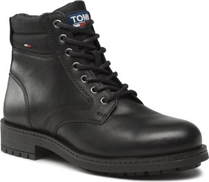 Czarne buty zimowe Tommy Jeans sznurowane