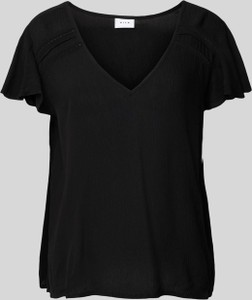 Czarna bluzka Vila w stylu casual z dekoltem w kształcie litery v