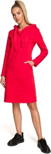 Czerwona sukienka MOE z długim rękawem w stylu casual
